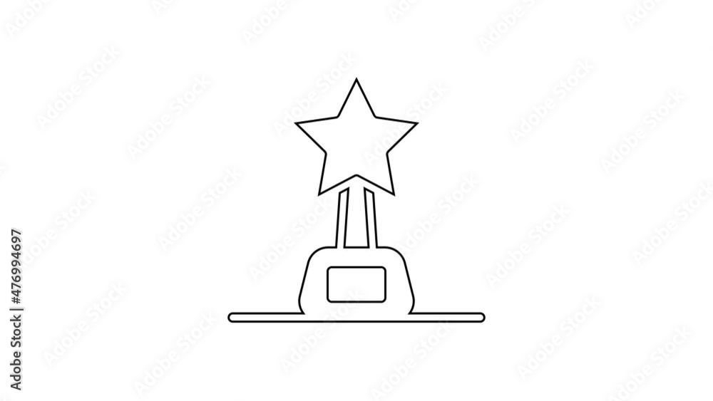 Black line Movie trophy icon isolated on white background. Academy award icon. Films and cinema symbol. 4K Video motion graphic animation Black line Movie trophy icon isolated on white background. Academy award icon. Films and cinema symbol. 4K Video motion graphic animation