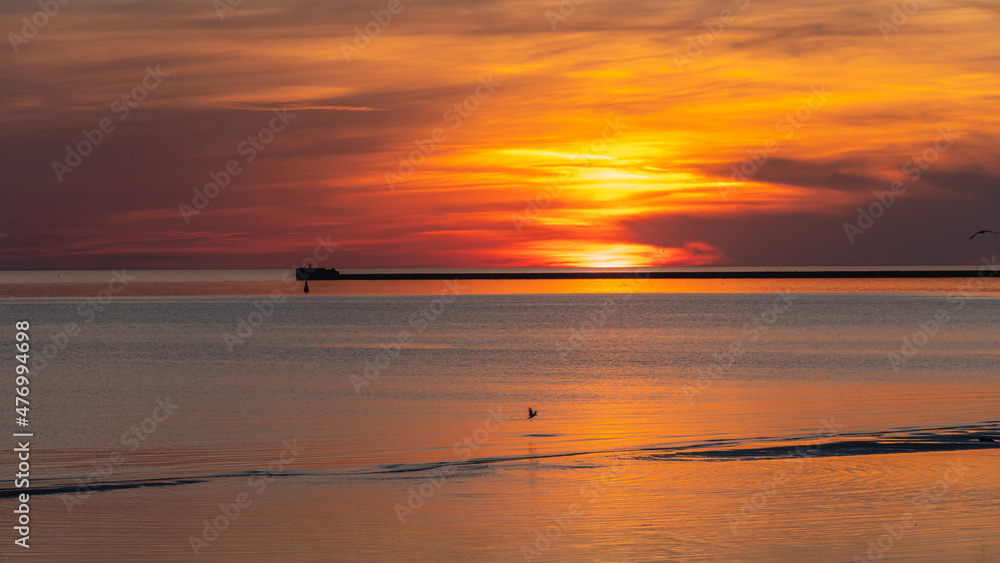 Orange sunset on the baltic sea