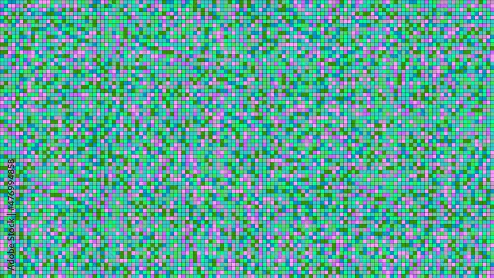 Many of squares that change color. Concept of multicolored pixel background, screen with noise. Many of squares that change color. Concept of multicolored pixel background, screen with noise.