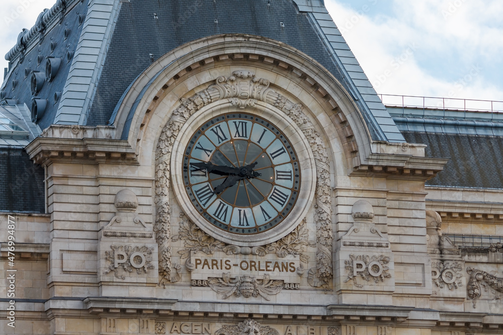 view of wall clock in D'Orsay Museum. D'Orsay is a museum in Paris, France, on the Left Bank of the Seine. view of wall clock in D'Orsay Museum. D'Orsay is a museum in Paris, France, on the Left Bank of the Seine.