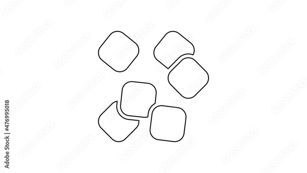 Black line Sugar cubes icon isolated on white background. Sweet, nutritious, tasty. Refined sugar. 4K Video motion graphic animation Black line Sugar cubes icon isolated on white background. Sweet, nutritious, tasty. Refined sugar. 4K Video motion graphic animation