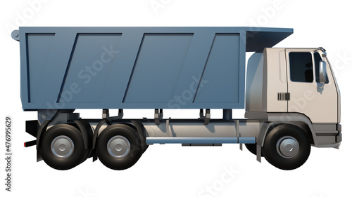 Cargo Dump Truck 1- Lateral view white background 3D Rendering Ilustracion 3D 