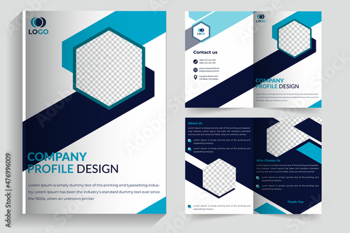 Corporate Business Bi-fold Brochure Design Template, 4 Pages Blue Color Corporate Brochure, Digital Banner Design, 
Social Media post Design template, Poster, Banner, Background, ads post, 4 pages. photo