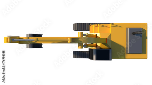 Hydraulic excavator 1- Top view white background 3D Rendering Ilustracion 3D 