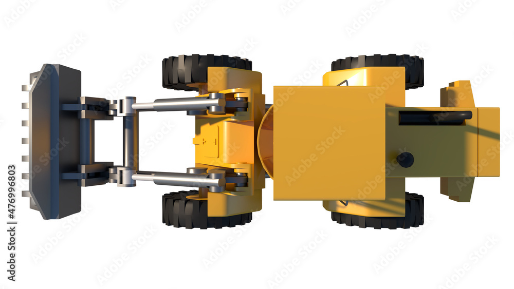 Tractor Bulldozer Excavator 1- Top view white background 3D Rendering Ilustracion 3D Tractor Bulldozer Excavator 1- Top view white background 3D Rendering Ilustracion 3D
