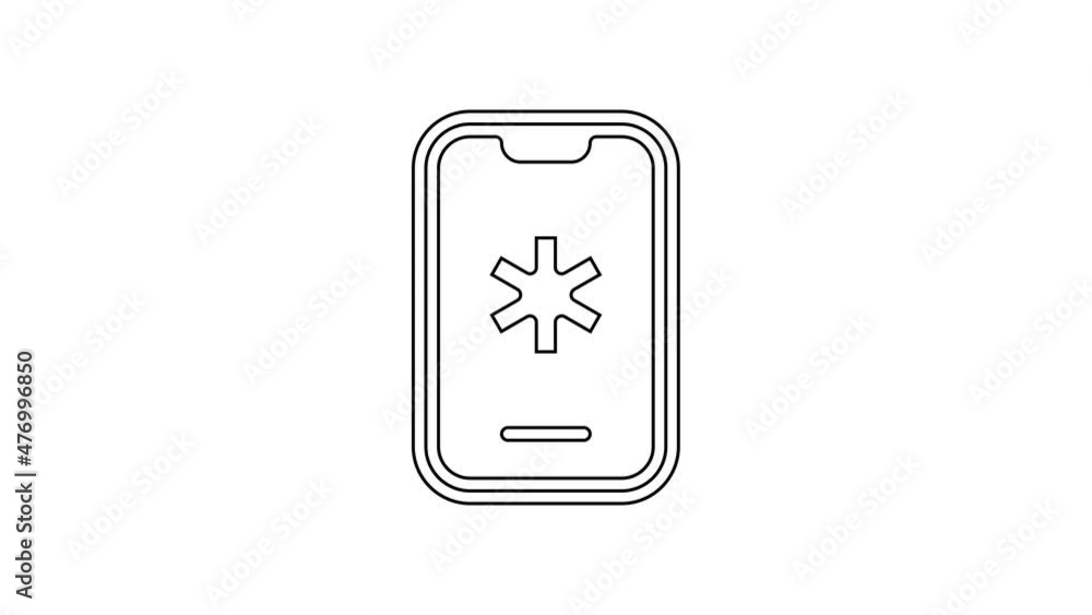 Black line Telephone with emergency call 911 icon isolated on white background. Police, ambulance, fire department, call, phone. 4K Video motion graphic animation Black line Telephone with emergency call 911 icon isolated on white background. Police, ambulance, fire department, call, phone. 4K Video motion graphic animation