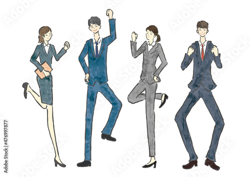 若い会社員　新入社員の男女のイラスト