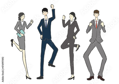 若い会社員　新入社員の男女のイラスト