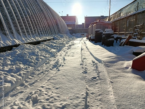 Sunny frosty day in winter
