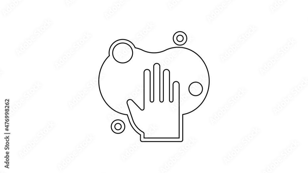 Black line Sponge icon isolated on white background. Wisp of bast for washing dishes. Cleaning service logo. 4K Video motion graphic animation Black line Sponge icon isolated on white background. Wisp of bast for washing dishes. Cleaning service logo. 4K Video motion graphic animation