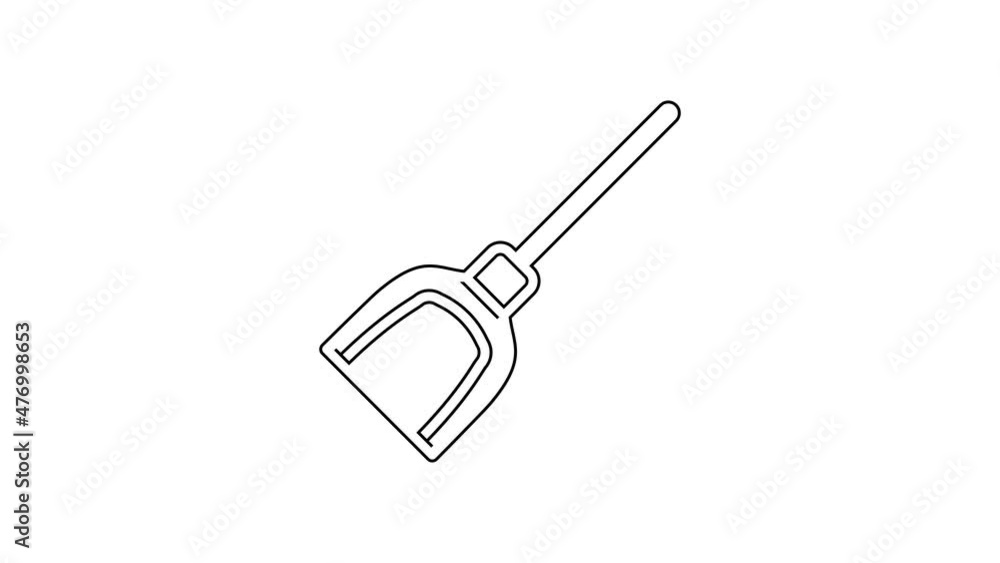 Black line Dustpan icon isolated on white background. Cleaning scoop services. 4K Video motion graphic animation Black line Dustpan icon isolated on white background. Cleaning scoop services. 4K Video motion graphic animation