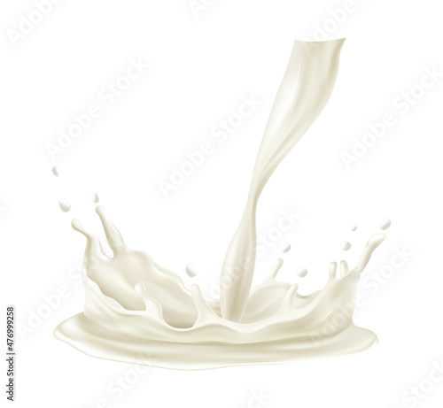 Milk Pouring Realistic Composition