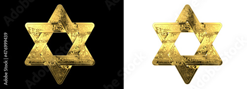 Obraz na plátně goldish decorative weave star of david isolated, computer generated object 3D il