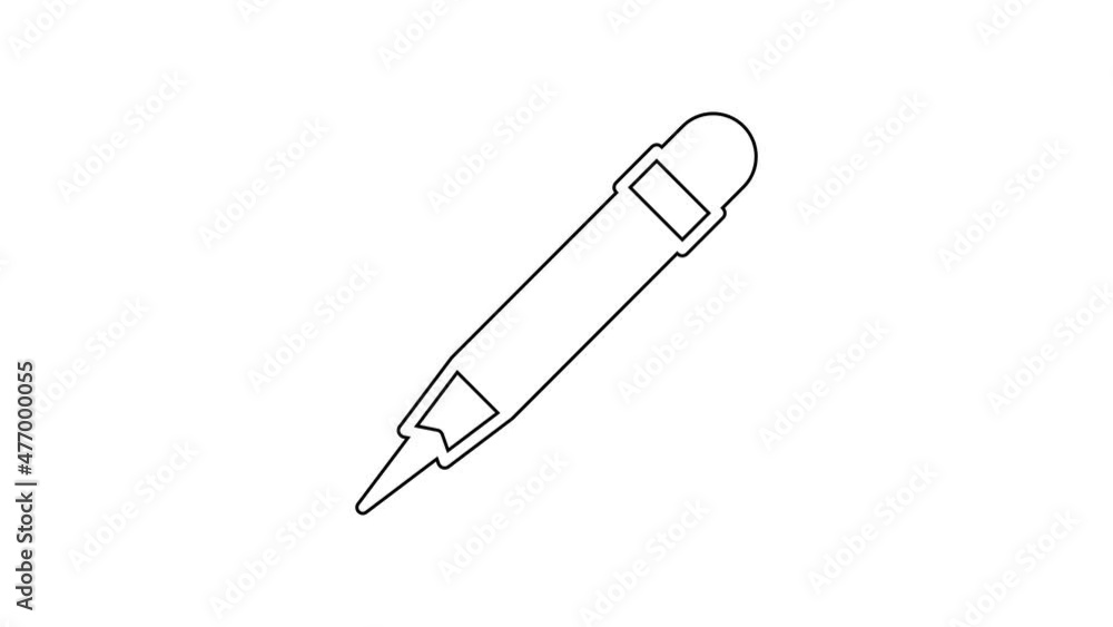 Black line Pencil with eraser icon isolated on white background. Drawing and educational tools. School office symbol. 4K Video motion graphic animation Black line Pencil with eraser icon isolated on white background. Drawing and educational tools. School office symbol. 4K Video motion graphic animation