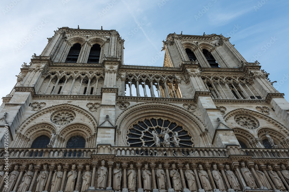 Notre-Dame de Paris. Towers on west facade. France