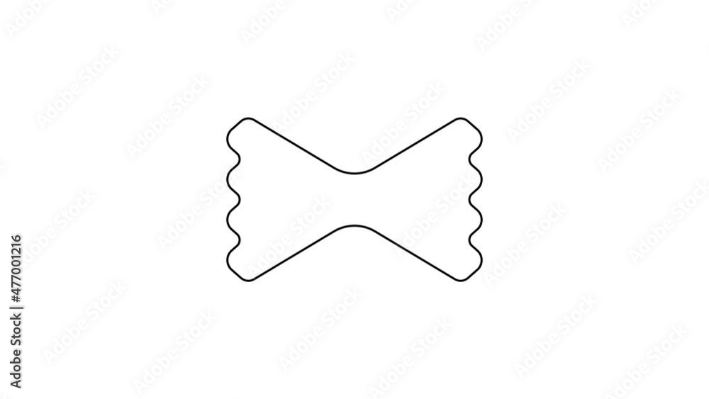 Black line Macaroni icon isolated on white background. Italian cuisine. 4K Video motion graphic animation Black line Macaroni icon isolated on white background. Italian cuisine. 4K Video motion graphic animation