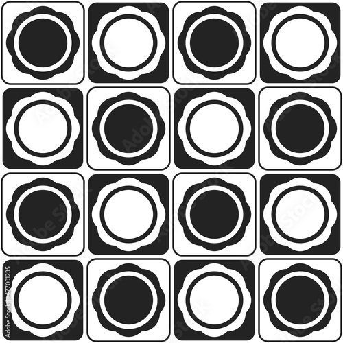 Chess round abstract shapes. Vector with striped decor cells in black and white colors.