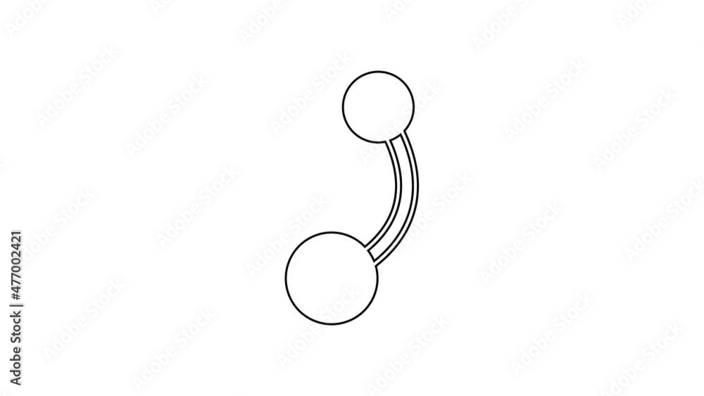 Black line Piercing icon isolated on white background. 4K Video motion graphic animation Black line Piercing icon isolated on white background. 4K Video motion graphic animation
