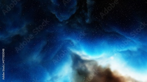 Nebula in space, science fiction wallpaper, stars and galaxy, 3d illustration © ANDREI