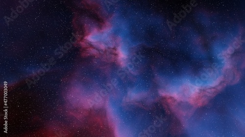 Fototapeta Naklejka Na Ścianę i Meble -  Nebula in space, science fiction wallpaper, stars and galaxy, 3d illustration