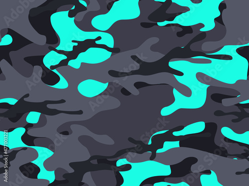 Camouflage seamless pattern. Military texture of spots. Print on fabric and clothing. Vector illustration