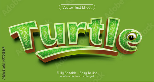 Text effect Turtle, editable style effect template