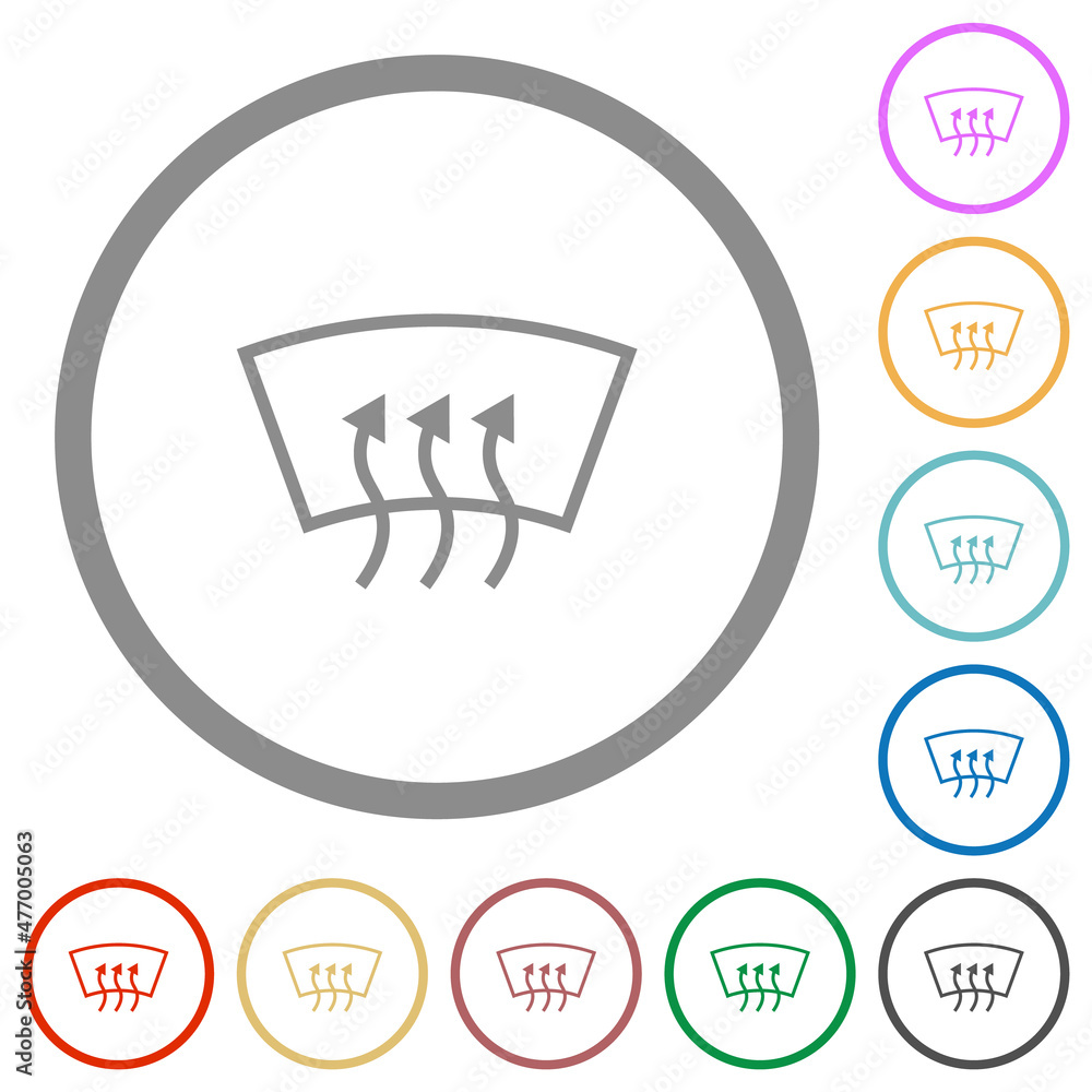 Windshield defrost flat icons with outlines Windshield defrost flat icons with outlines
