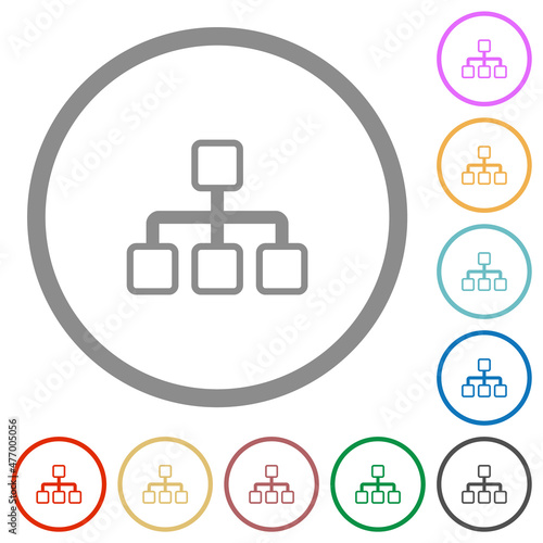 Network outline flat icons with outlines