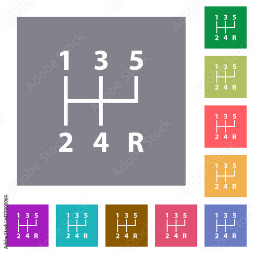 five speed manual gear shift square flat icons