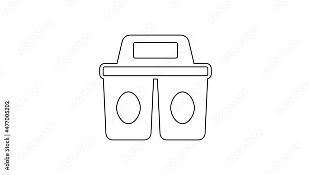 Black line Coffee cup to go icon isolated on white background. 4K Video motion graphic animation Black line Coffee cup to go icon isolated on white background. 4K Video motion graphic animation