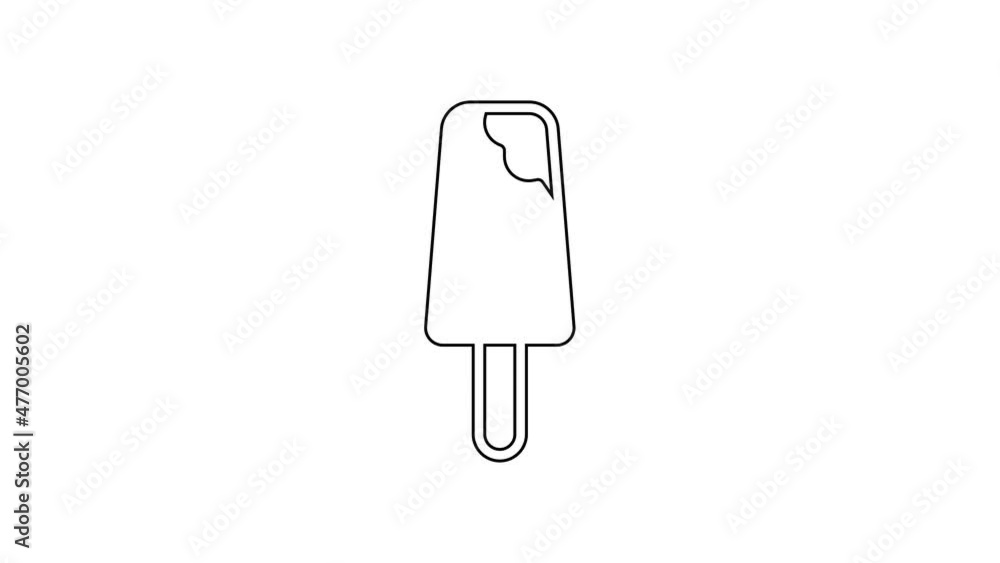 Black line Ice cream icon isolated on white background. Sweet symbol. 4K Video motion graphic animation Black line Ice cream icon isolated on white background. Sweet symbol. 4K Video motion graphic animation
