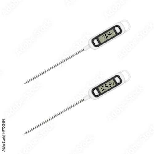 Electronic kitchen thermometer with probe. Vector illustration.