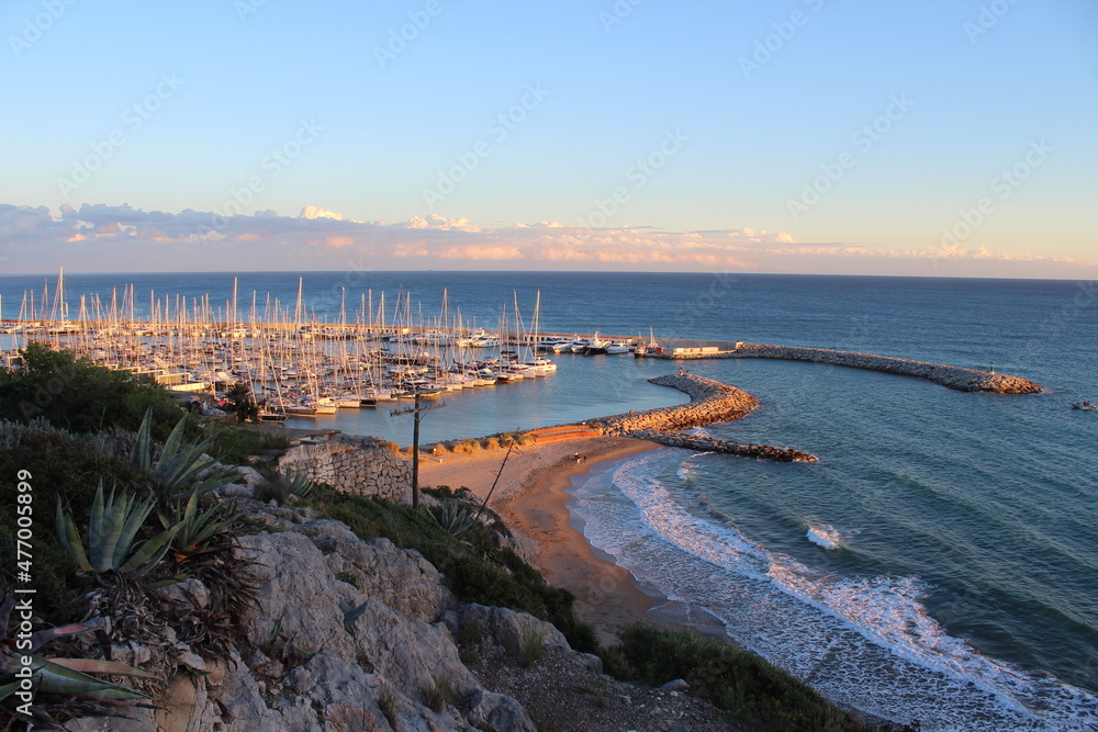 Mediterranean landscape with sea views. Mediterranean sunset