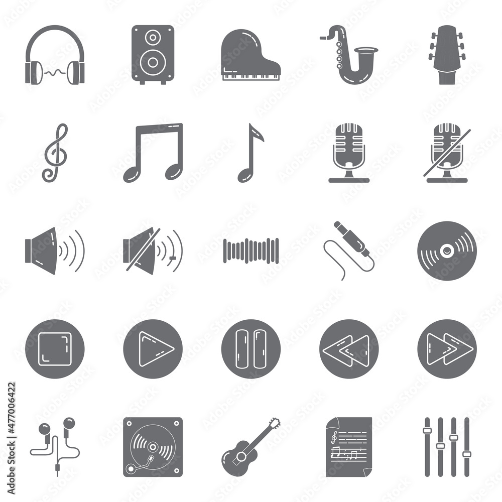 Best Collection of Music Icons with Solid Style Includes Headphone, Piano, Microphone, Speaker, Tone, Melody. Perfect For Templates, Youtube Thumbnails, Instagram and Facebook Post, Marketing Ads. Best Collection of Music Icons with Solid Style Includes Headphone, Piano, Microphone, Speaker, Tone, Melody. Perfect For Templates, Youtube Thumbnails, Instagram and Facebook Post, Marketing Ads.