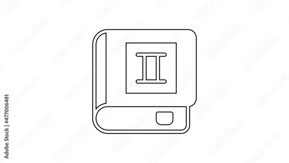 Black line Book icon isolated on white background. Second volume. 4K Video motion graphic animation Black line Book icon isolated on white background. Second volume. 4K Video motion graphic animation