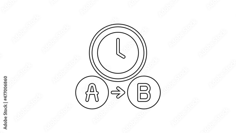 Black line Taxi waiting time icon isolated on white background. Car deadline, schedule ride. 4K Video motion graphic animation Black line Taxi waiting time icon isolated on white background. Car deadline, schedule ride. 4K Video motion graphic animation