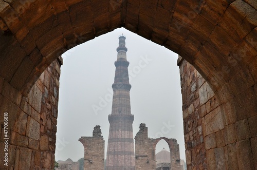 Minaret of Qutb Minar in Mehrauli, South Delhi