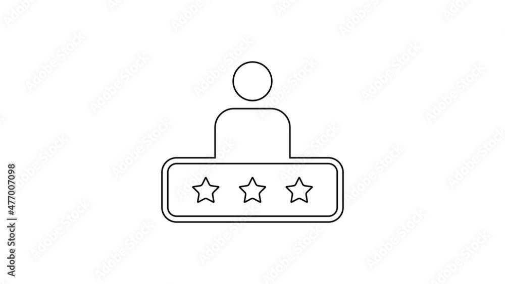 Black line Taxi service rating icon isolated on white background. 4K Video motion graphic animation Black line Taxi service rating icon isolated on white background. 4K Video motion graphic animation
