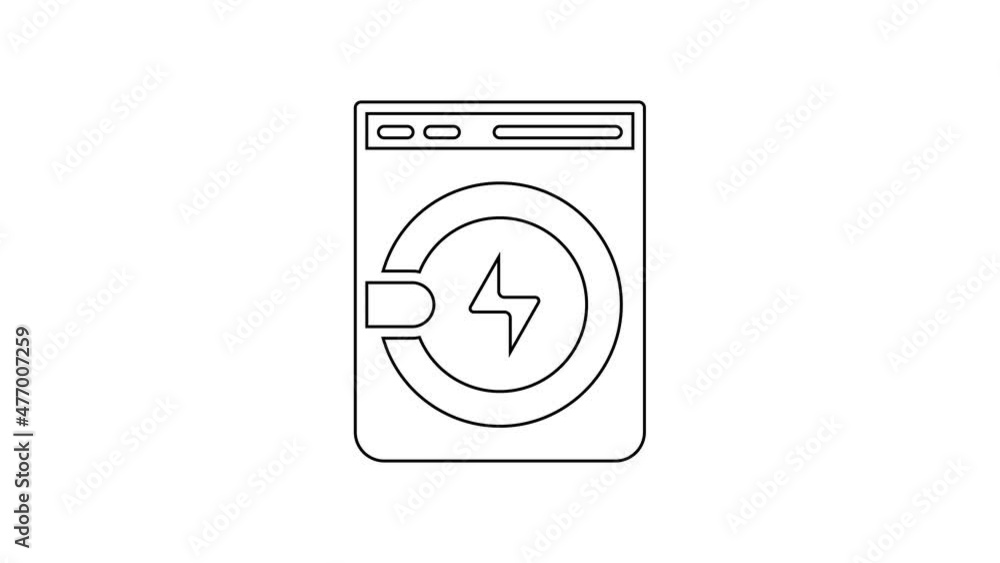 Black line Washer icon isolated on white background. Washing machine icon. Clothes washer - laundry machine. Home appliance symbol. 4K Video motion graphic animation Black line Washer icon isolated on white background. Washing machine icon. Clothes washer - laundry machine. Home appliance symbol. 4K Video motion graphic animation