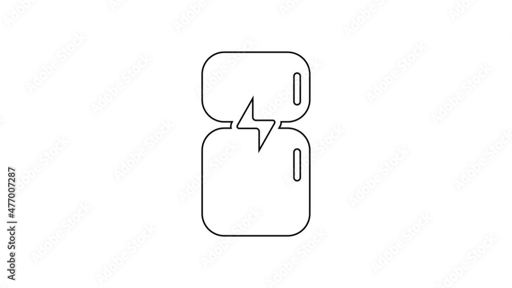 Black line Refrigerator icon isolated on white background. Fridge freezer refrigerator. Household tech and appliances. 4K Video motion graphic animation Black line Refrigerator icon isolated on white background. Fridge freezer refrigerator. Household tech and appliances. 4K Video motion graphic animation