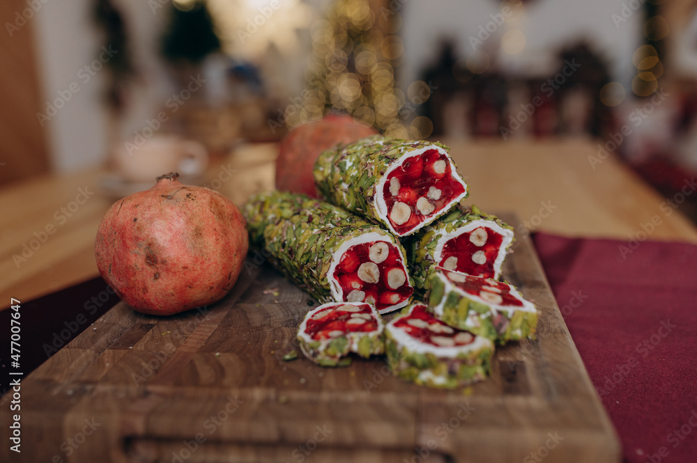 Turkish Turkish delight sweets are beautifully laid new year Christmas