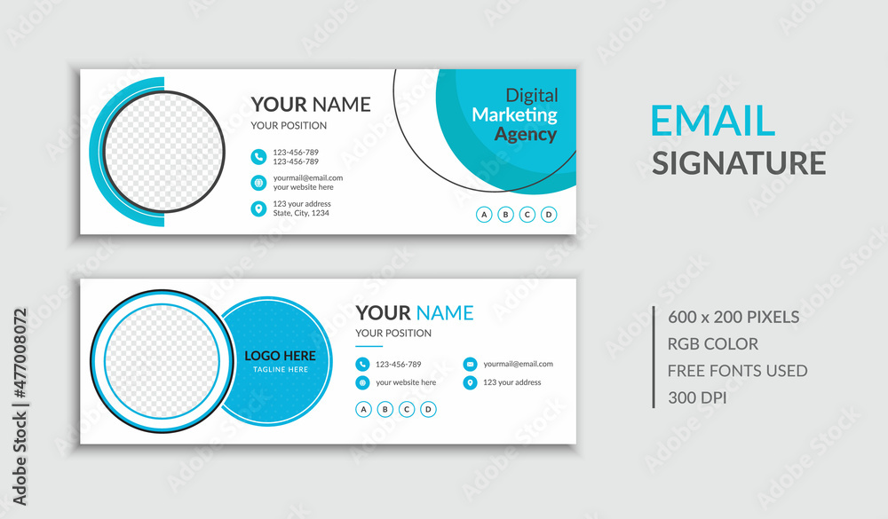 Modern email signature template and personal social media email footer cover design Modern email signature template and personal social media email footer cover design