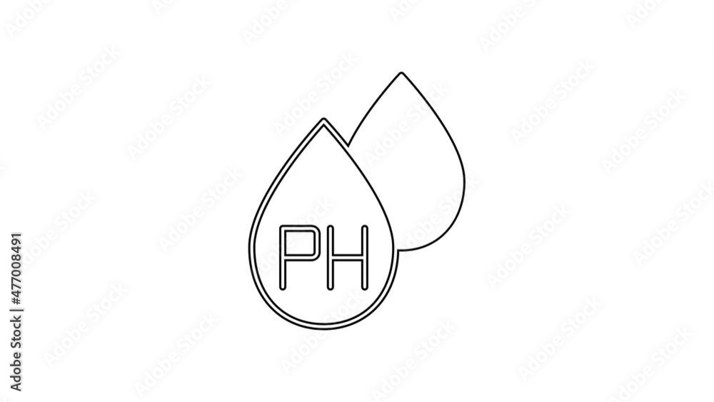 Black line Water drop icon isolated on white background. 4K Video motion graphic animation Black line Water drop icon isolated on white background. 4K Video motion graphic animation
