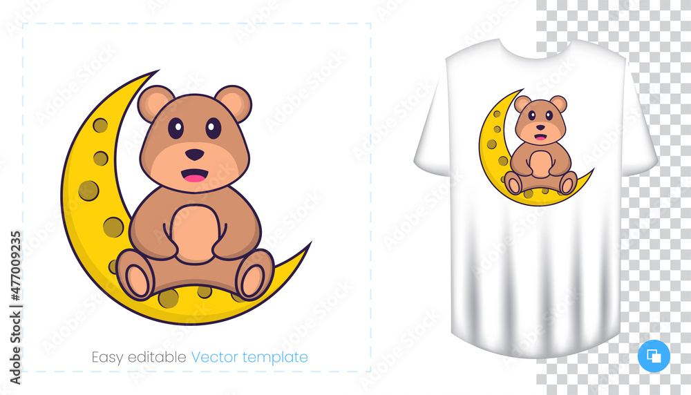 Cute bear mascot character. Can be used for stickers, pattern, patches, textiles, paper. Vector illustration Cute bear mascot character. Can be used for stickers, pattern, patches, textiles, paper. Vector illustration