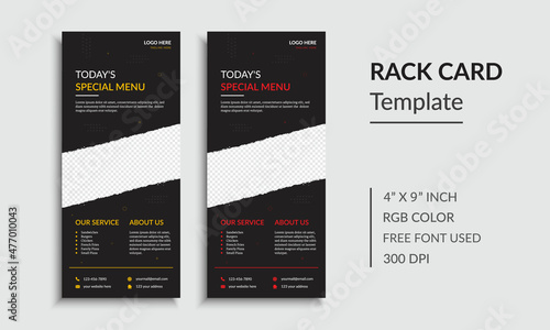 Corporate Restaurant Rack Card or DL Flyer Template Design Layout