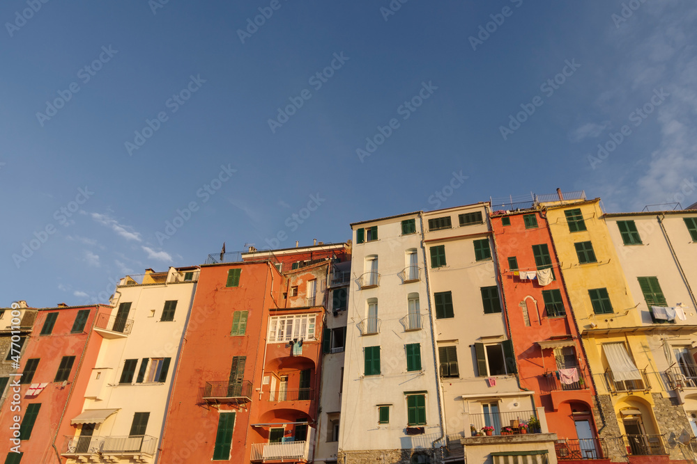 Ancient colorful Ligurian architecture, north-western Italy