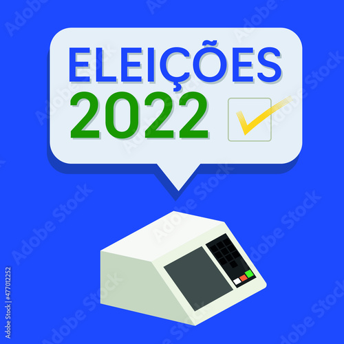 Brazilian Elections 2022 - Electronic voting machine with blue background