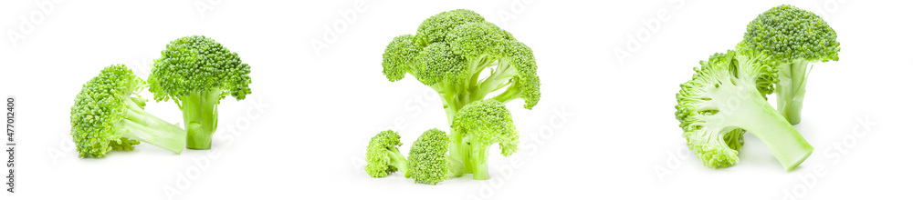 Set of broccoli cabbage isolated over a white background Set of broccoli cabbage isolated over a white background