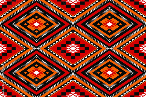 Geometric ethnic oriental seamless pattern traditional Design for background,carpet,wallpaper.clothing,wrapping,Batik fabric,Vector illustration.embroidery style - Sadu, sadou, sadow or sado