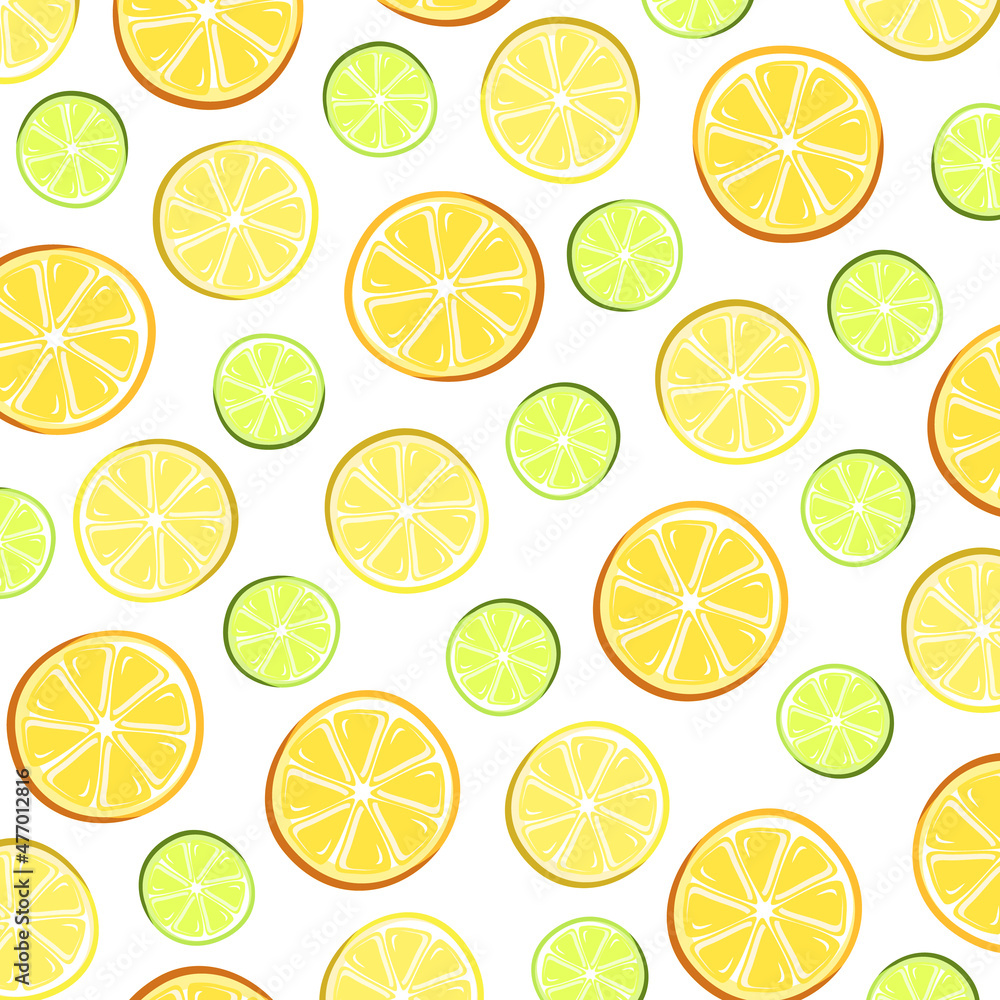 Orange, lemon, lime illustration vector pattern